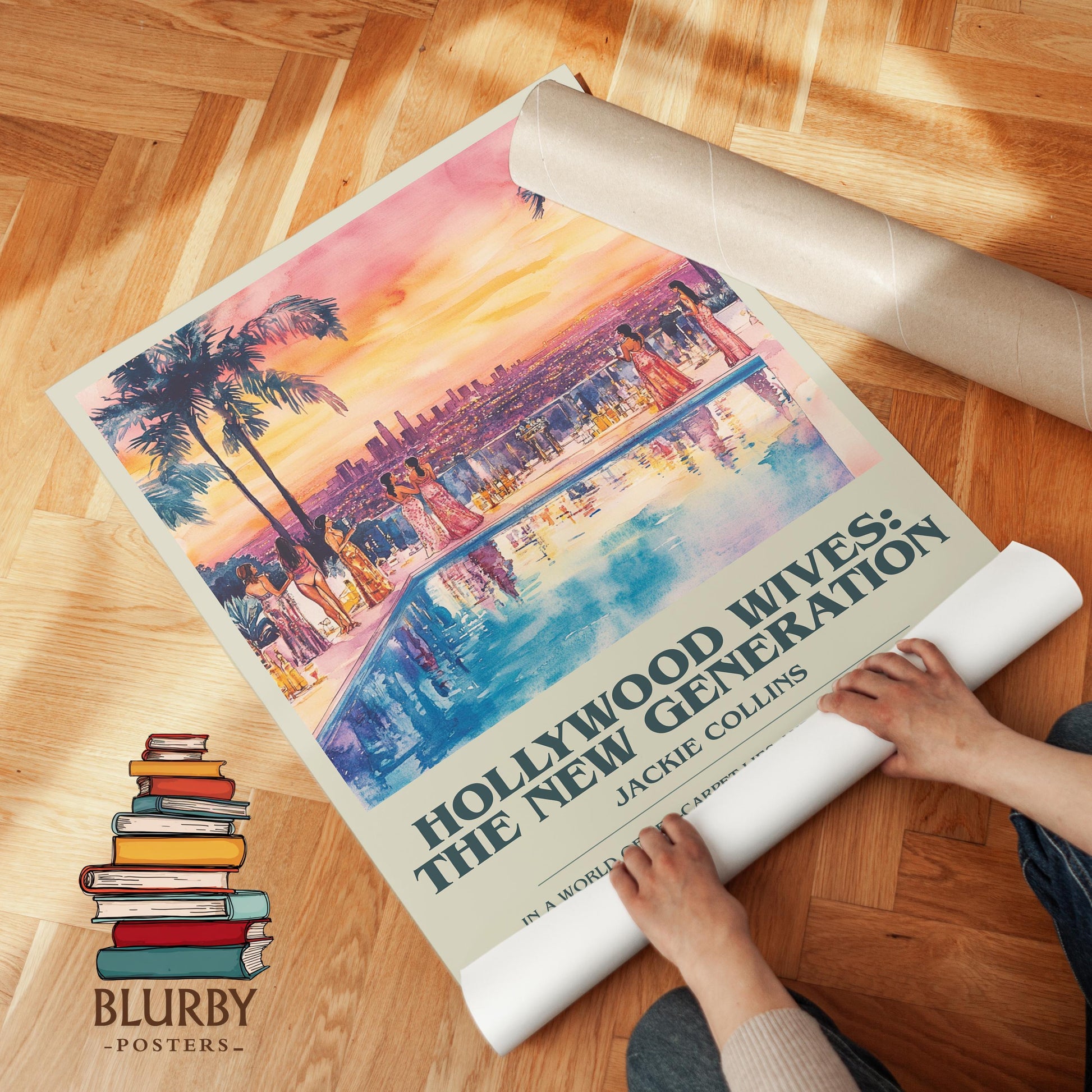 Hollywood Wives: The New Generation by Jackie Collins | Descriptive Modern Book Art | Poster