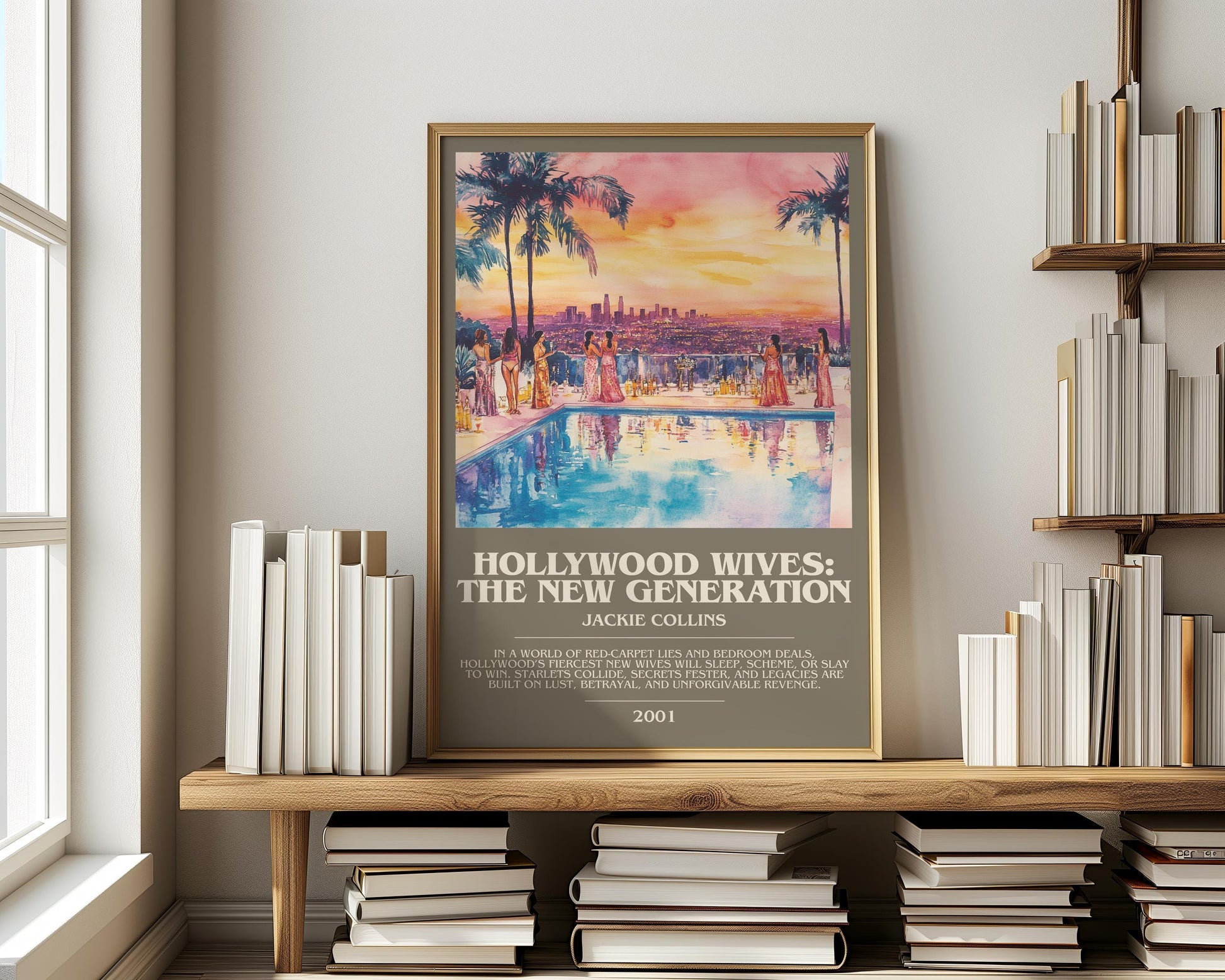 Hollywood Wives: The New Generation by Jackie Collins | Descriptive Modern Book Art | Poster
