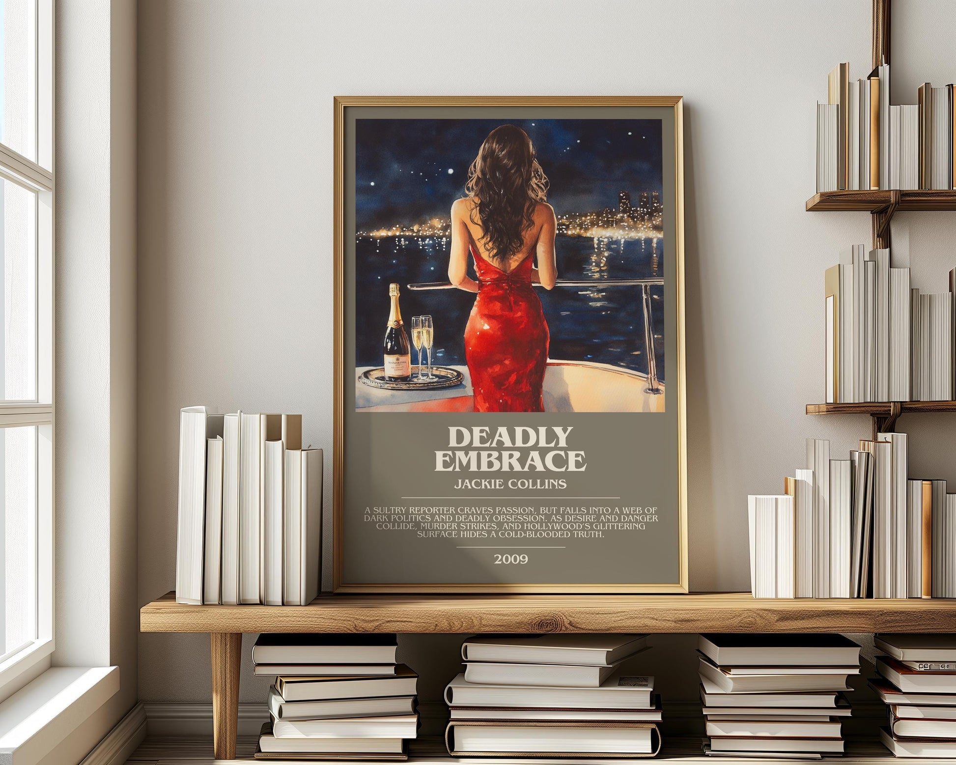 Deadly Embrace by Jackie Collins | Descriptive Modern Book Art | Poster