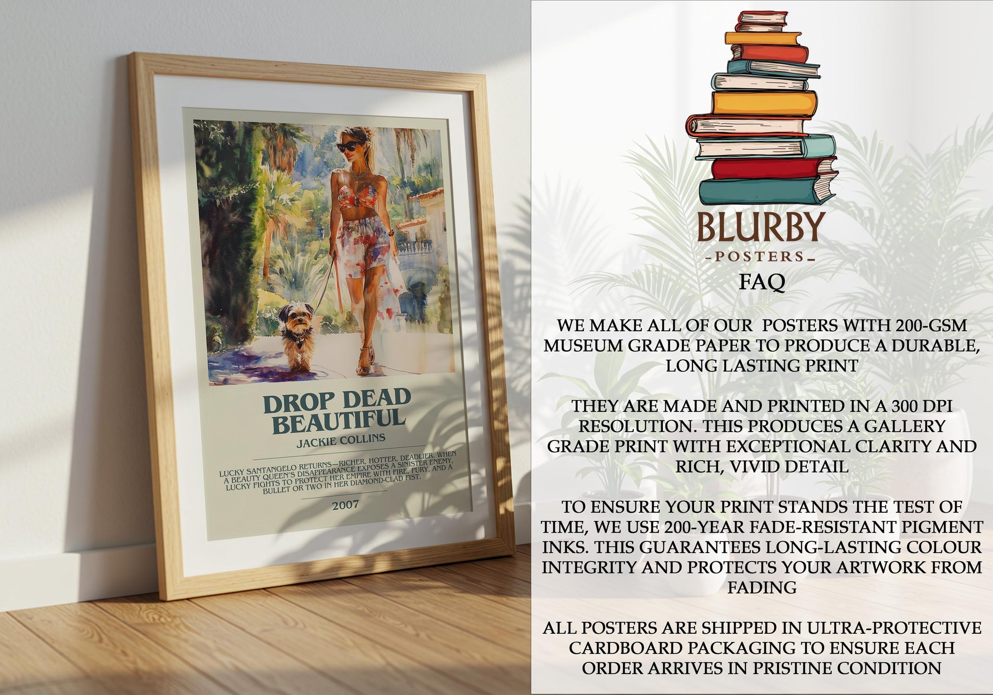 Drop Dead Beautiful by Jackie Collins | Descriptive Modern Book Art | Poster