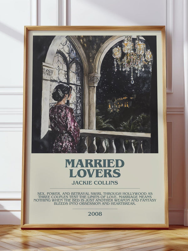 Married Lovers bookish print in frame leaning in hallway – romance wall art