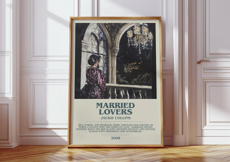 Married Lovers bookish print in frame leaning in hallway – romance wall art