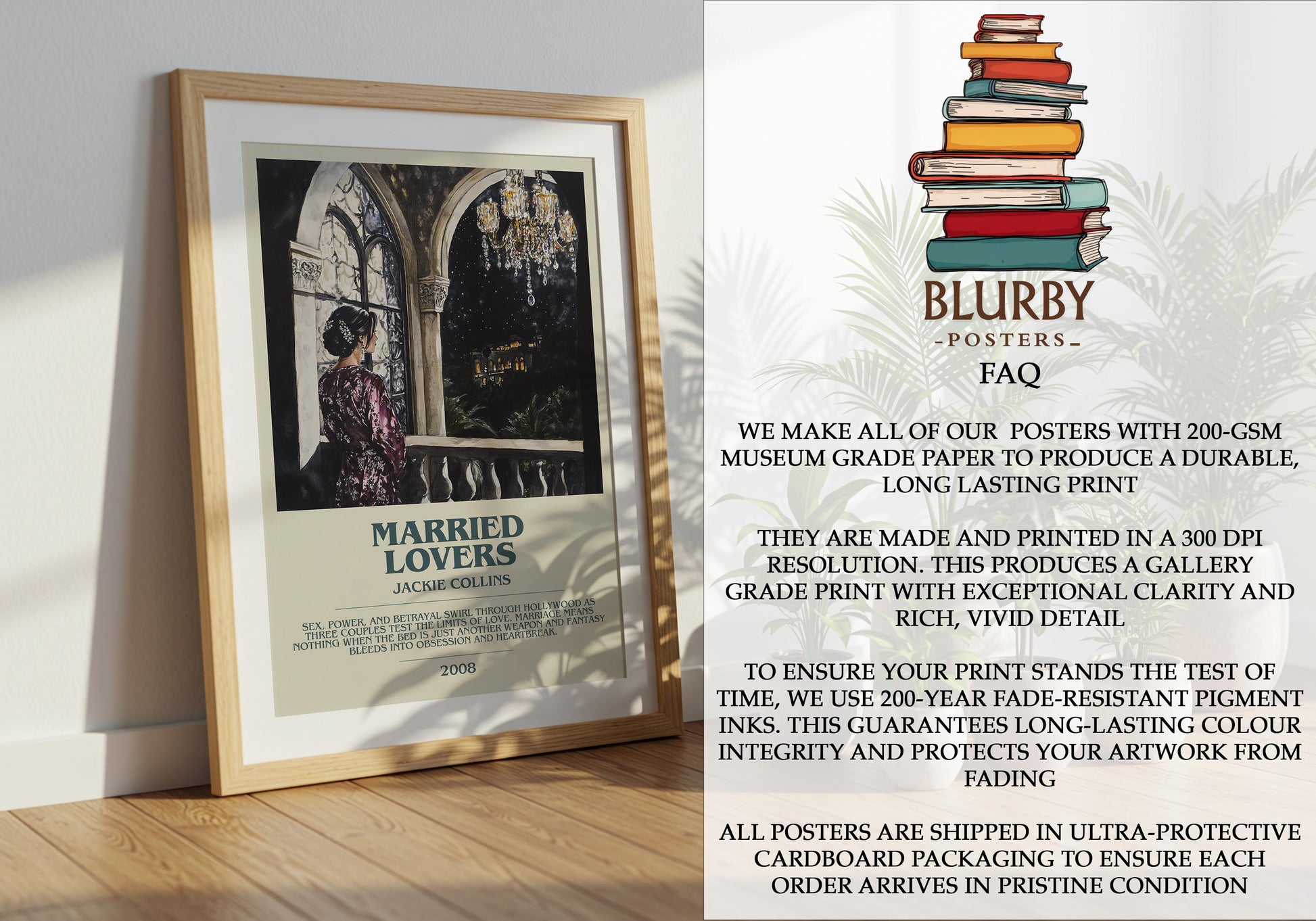 Married Lovers by Jackie Collins | Descriptive Modern Book Art | Poster