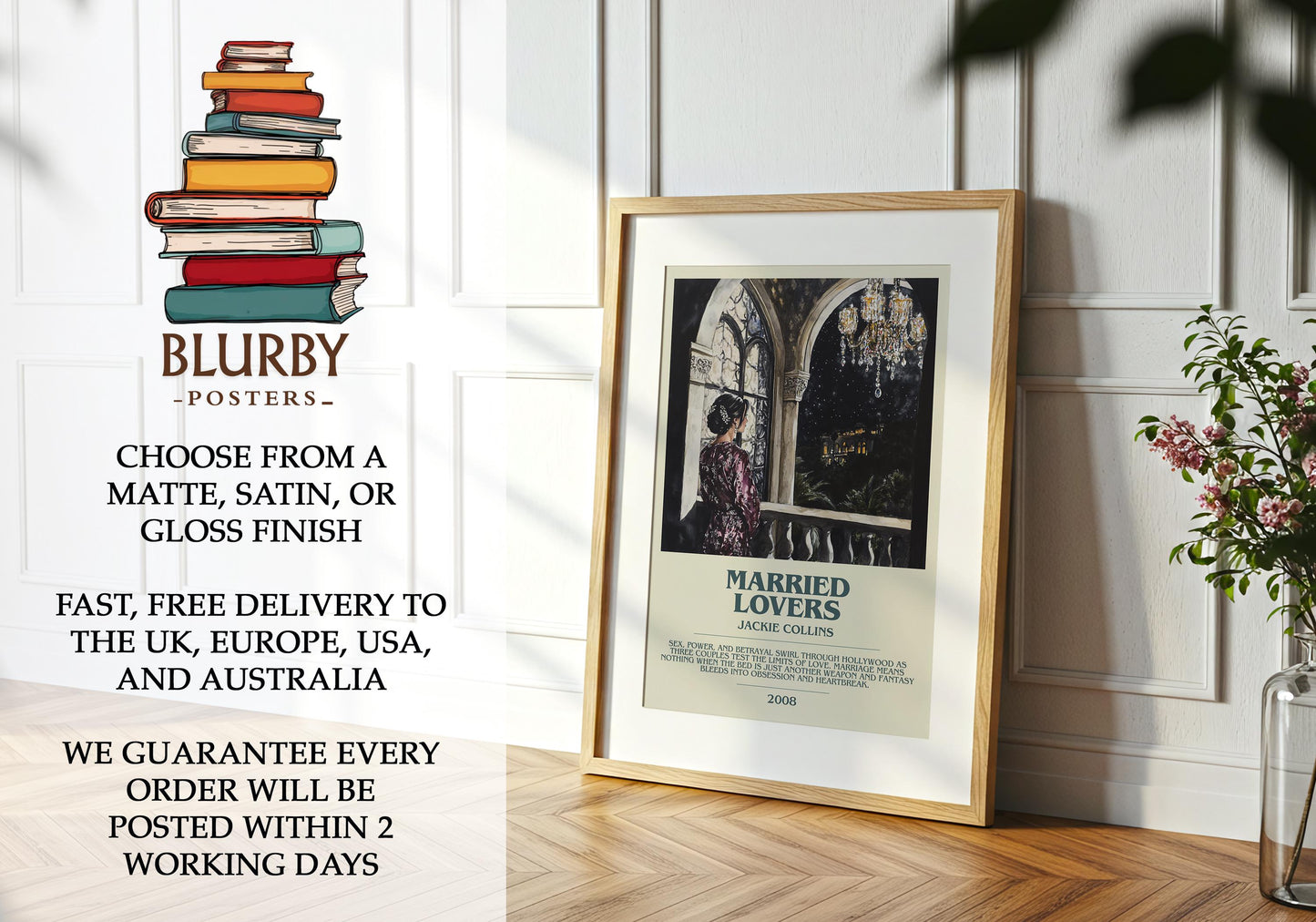 Married Lovers by Jackie Collins | Descriptive Modern Book Art | Poster