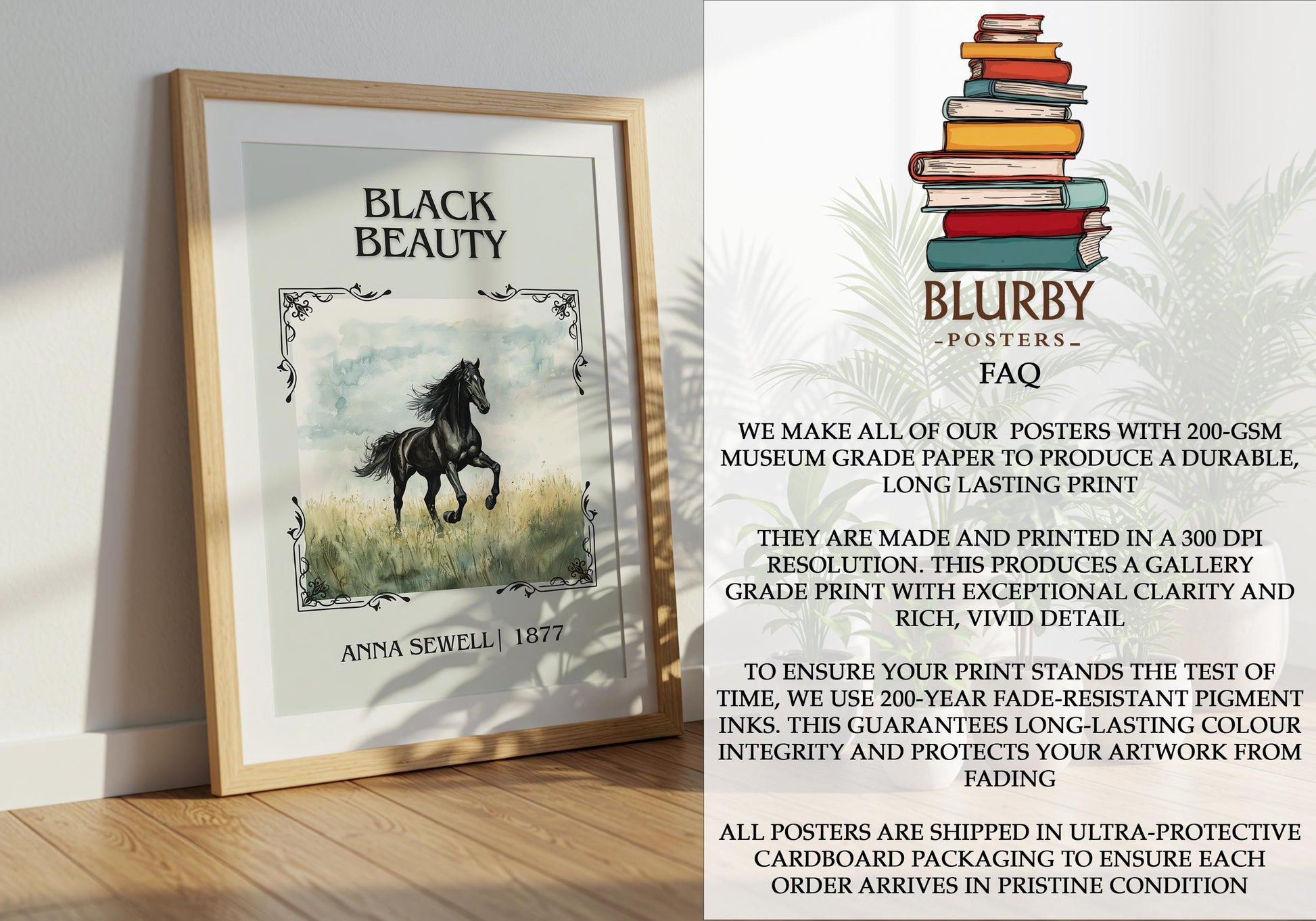 Black Beauty by Anna Sewell | Descriptive Book Poster | Minimalist