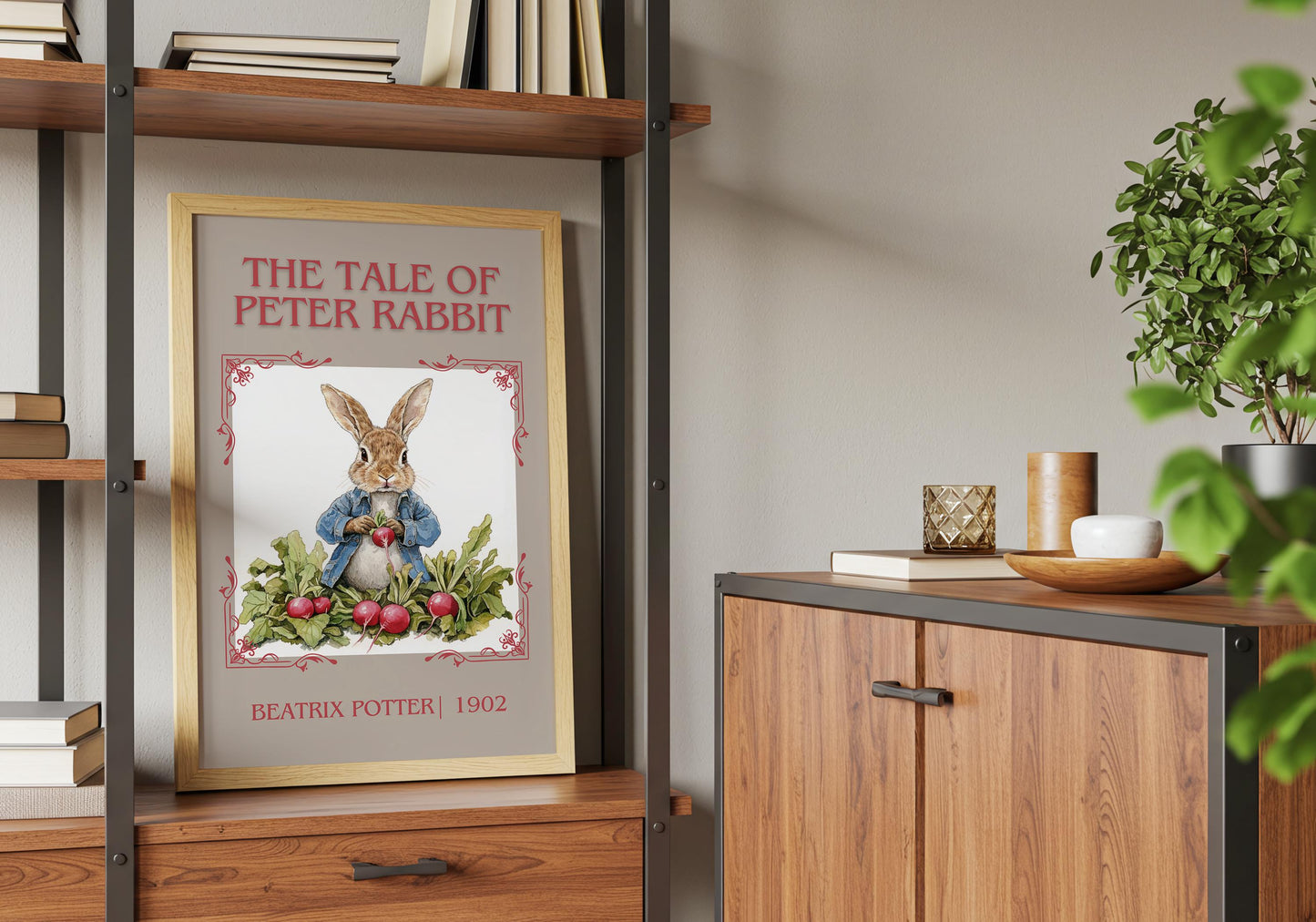 The Tale Of Peter Rabbit by Beatrix Potter | Descriptive Book Poster | Minimalist