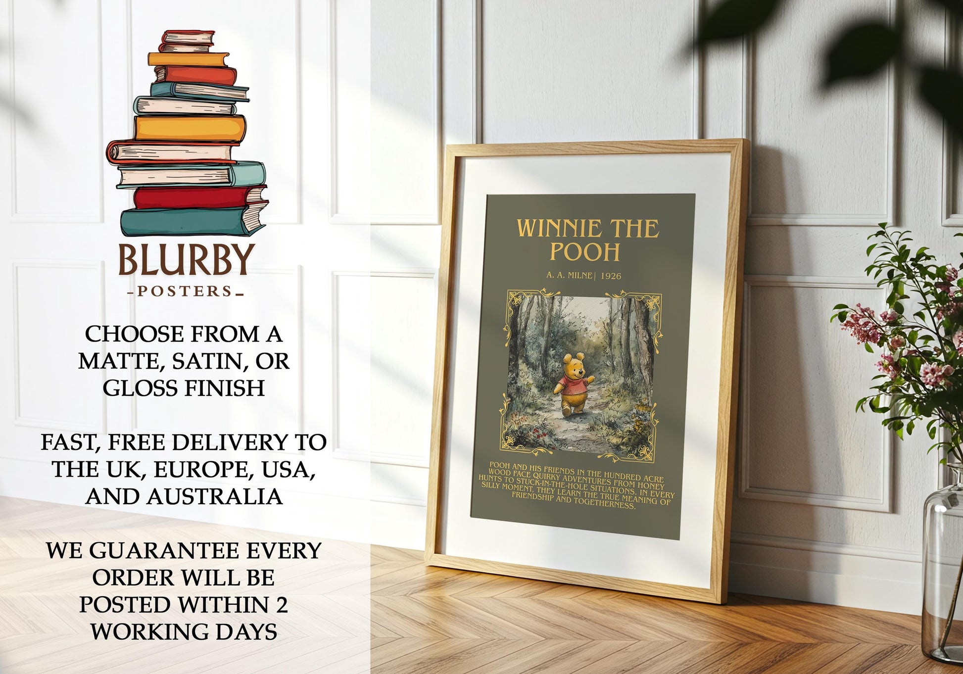Winnie The Pooh by A.A. Milne | Descriptive Book Poster | Blurby