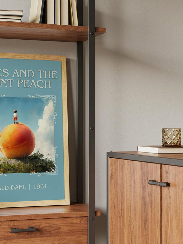 James and the Giant Peach classic book art print framed by window – literary home decor