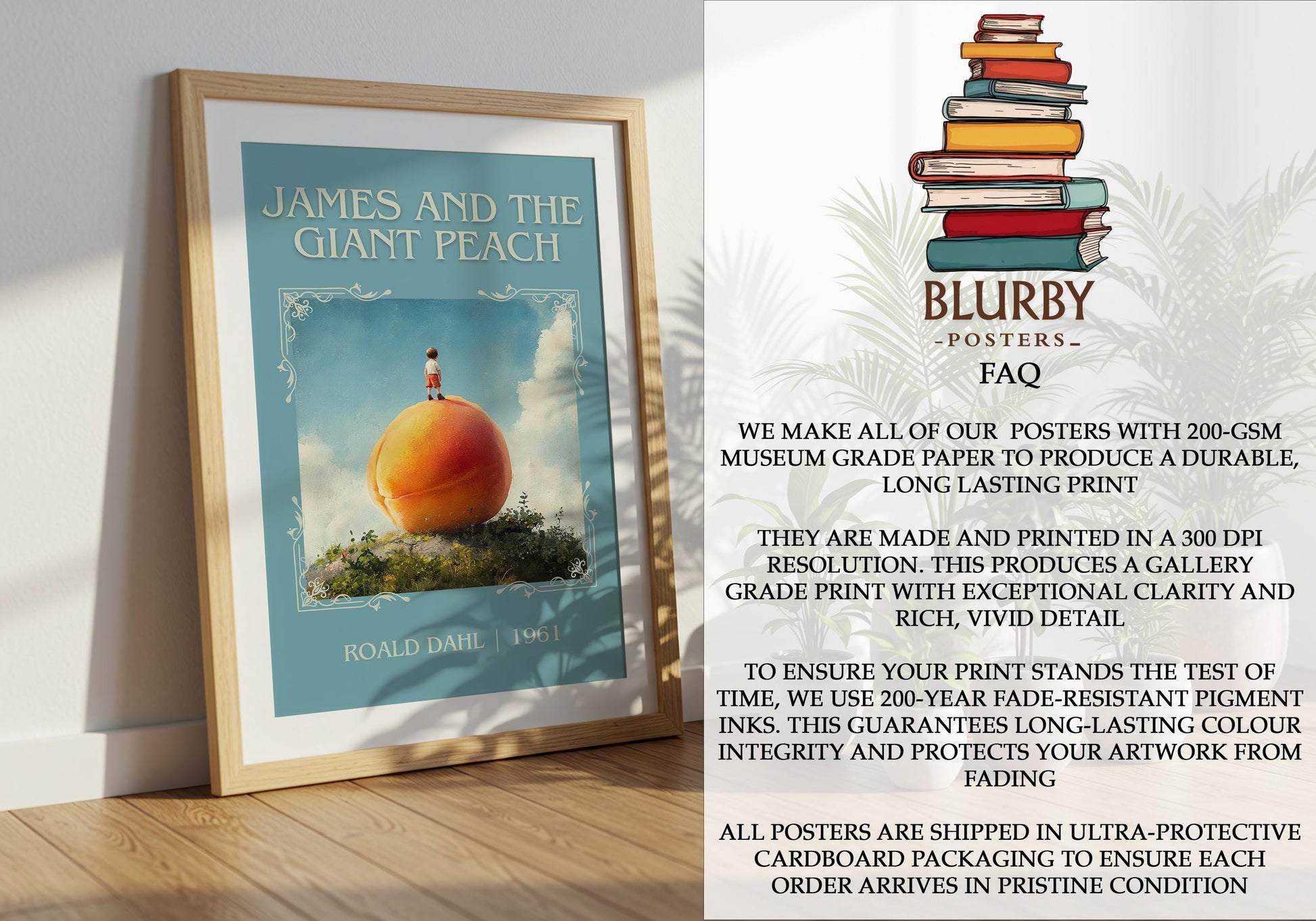 James And The Giant Peach by Roald Dahl | Descriptive Book Poster | Minimalist