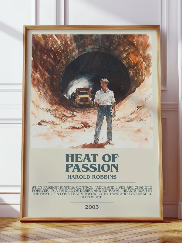 Heat of Passion bookish print in frame leaning in hallway – romance wall art