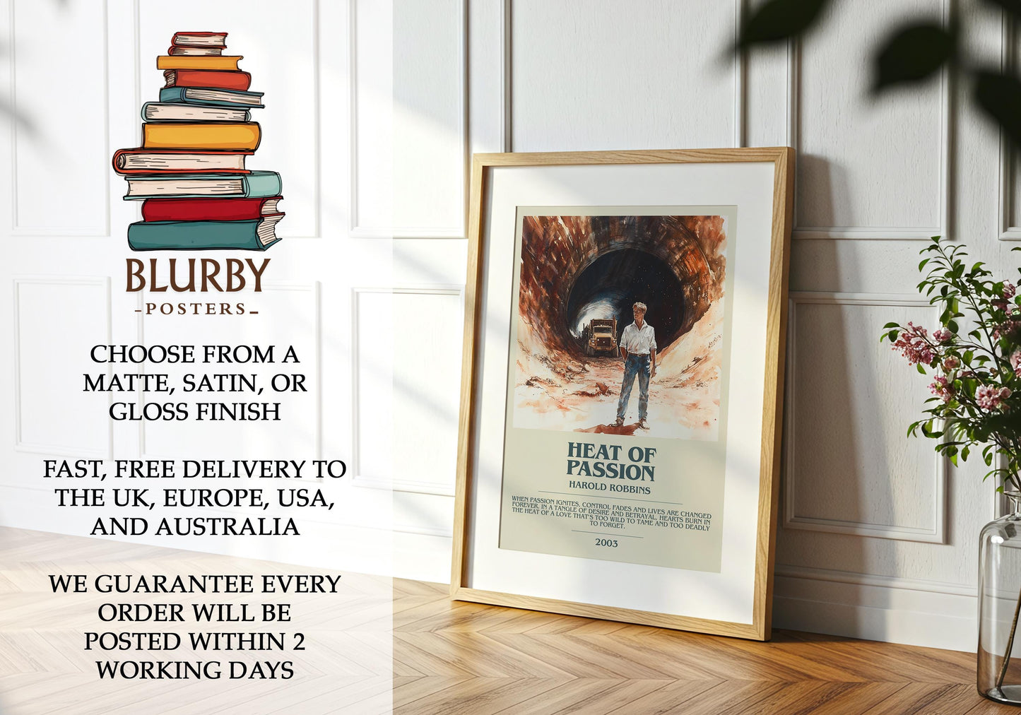 Heat Of Passion by Harold Robbins | Descriptive Modern Book Art | Poster