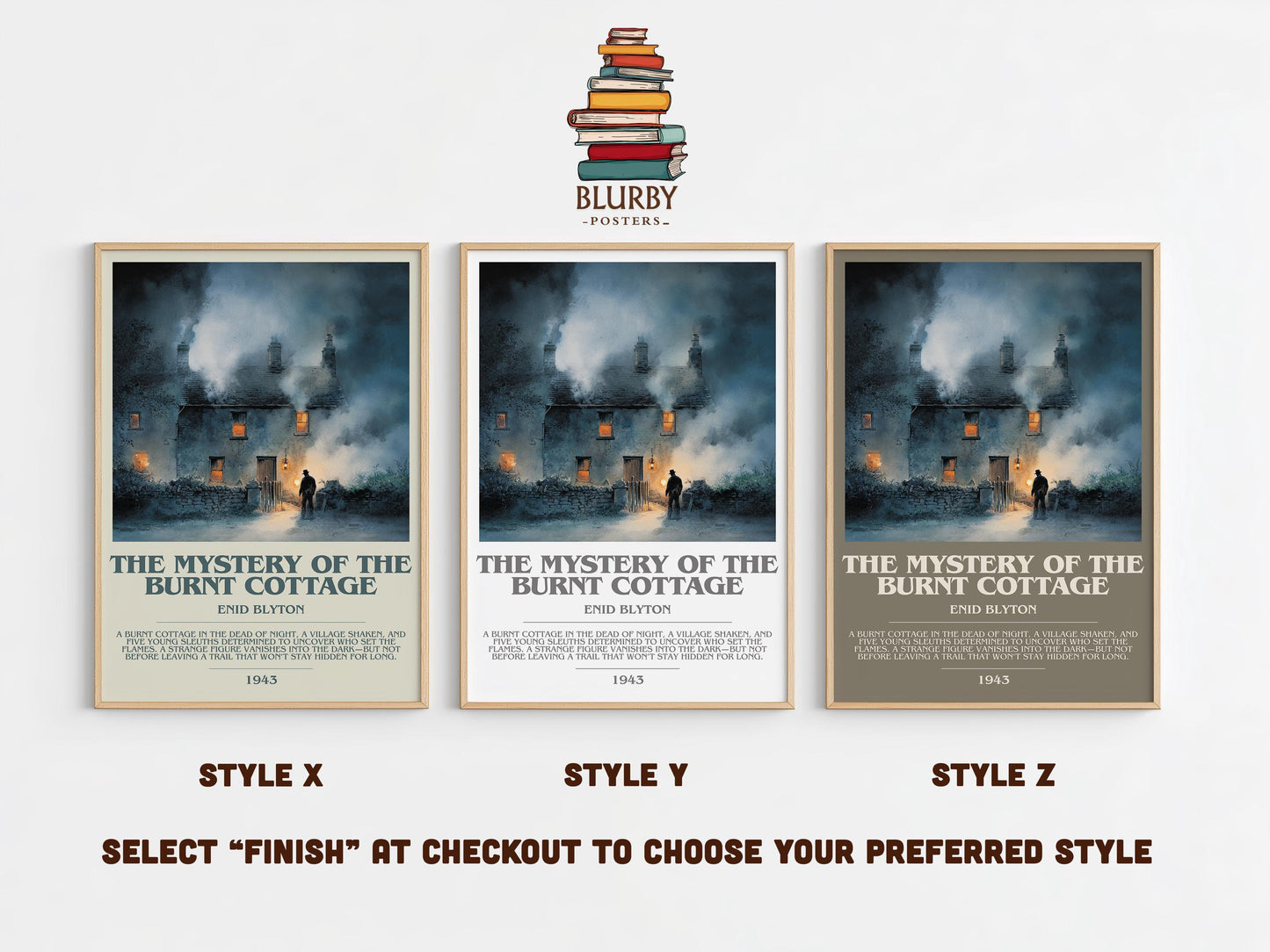 The Mystery Of The Burnt Cottage by Enid Blyton | Descriptive Modern Book Art | Poster