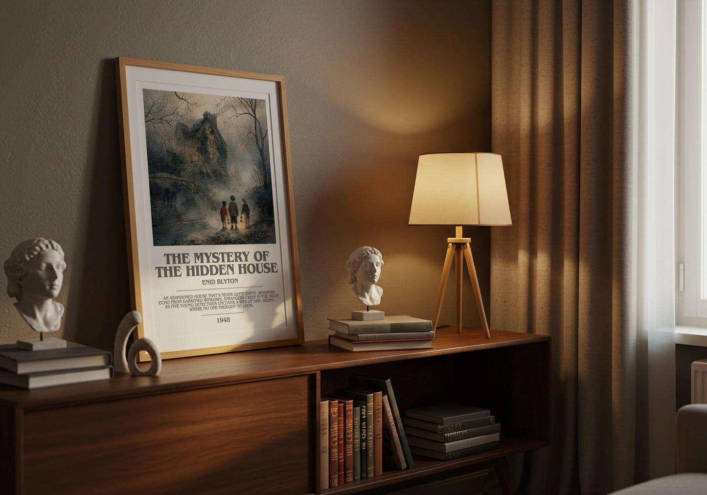 The Mystery Of The Hidden House by Enid Blyton | Descriptive Modern Book Art | Poster