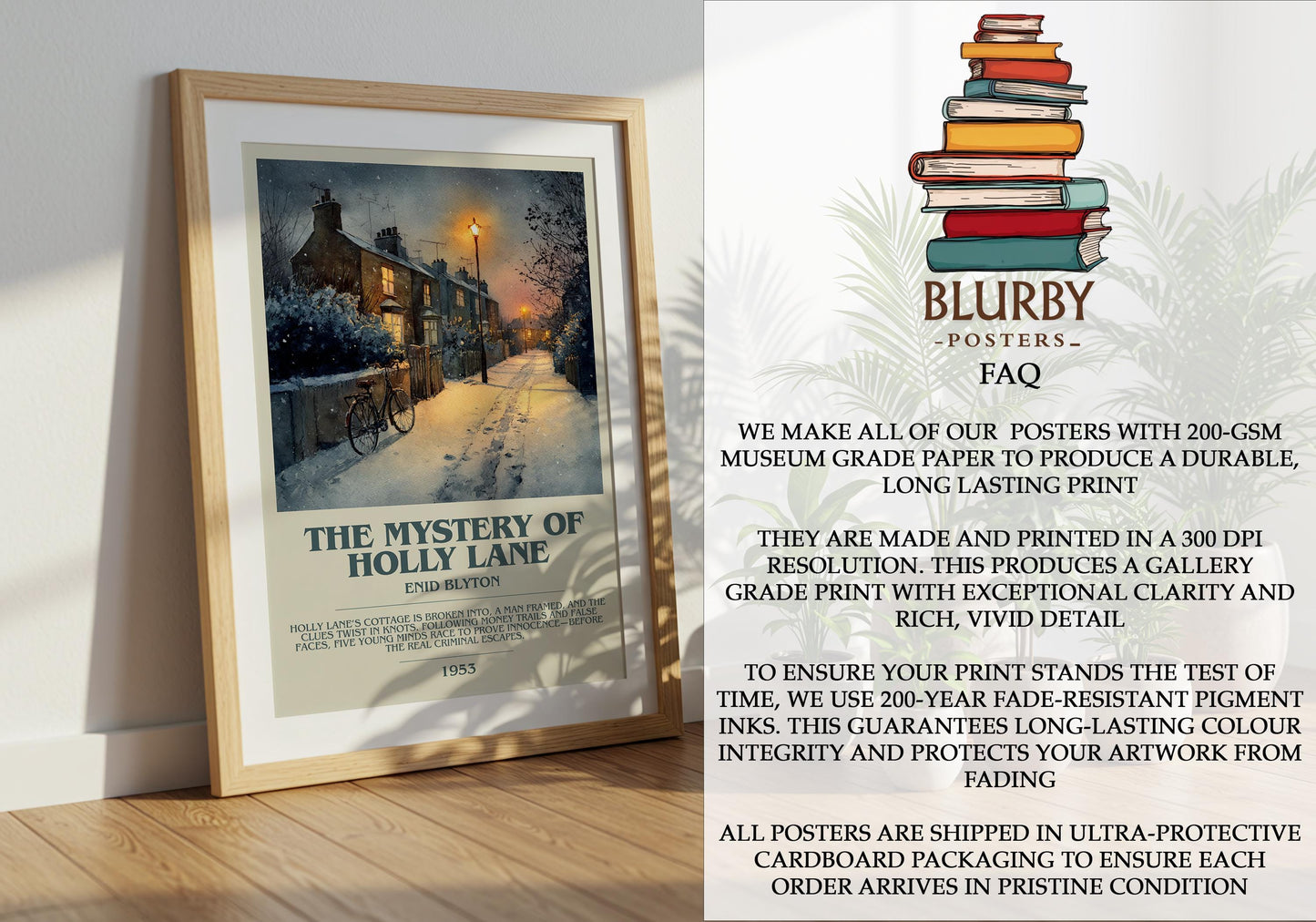 The Mystery Of The Holly Lane by Enid Blyton | Descriptive Modern Book Art | Poster