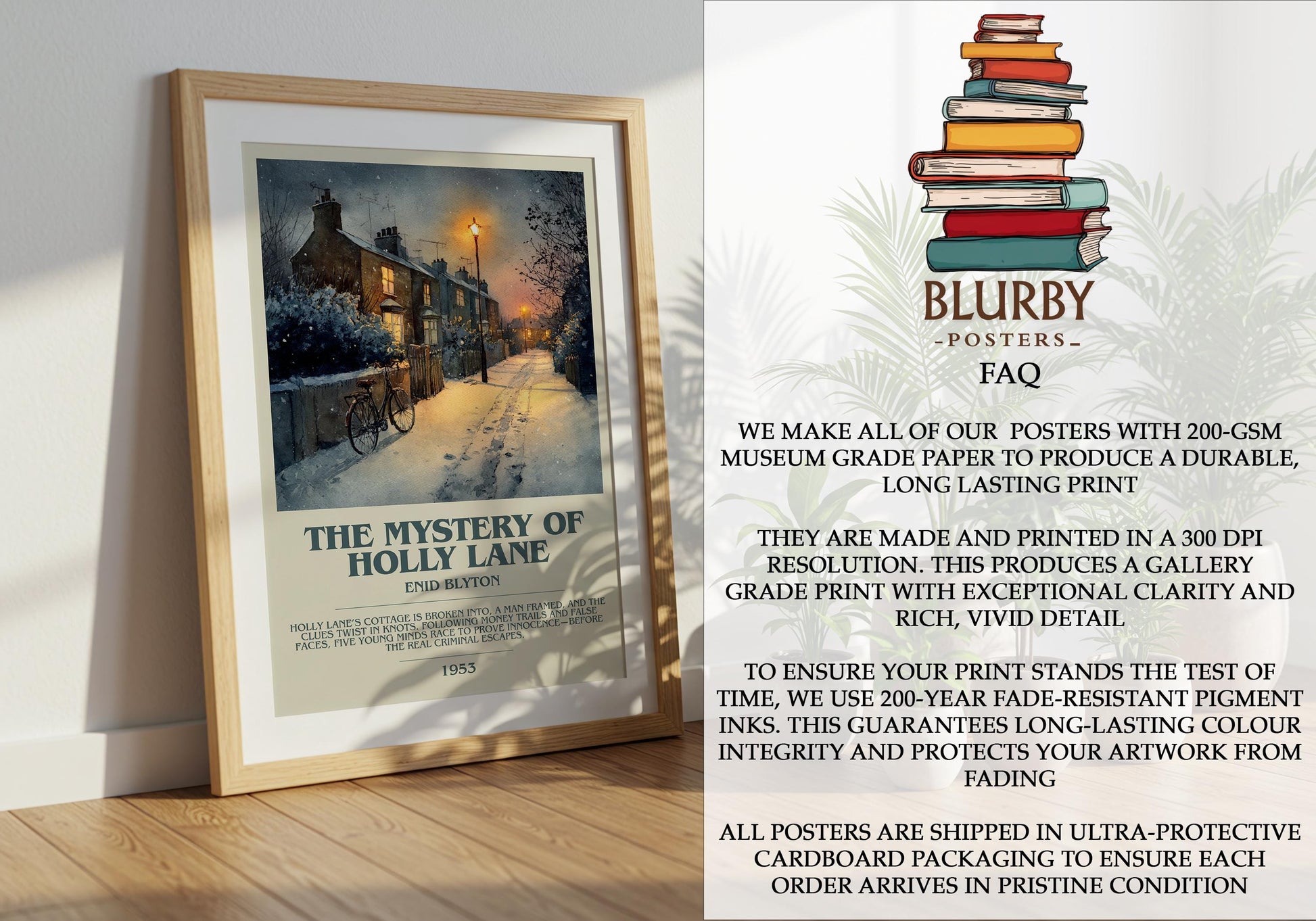 The Mystery Of The Holly Lane by Enid Blyton | Descriptive Modern Book Art | Poster