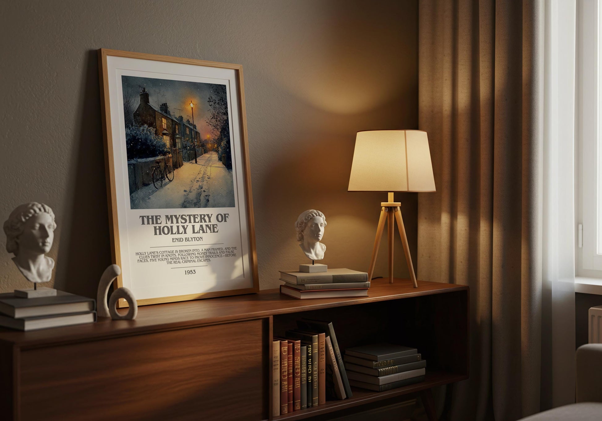 The Mystery Of The Holly Lane by Enid Blyton | Descriptive Modern Book Art | Poster