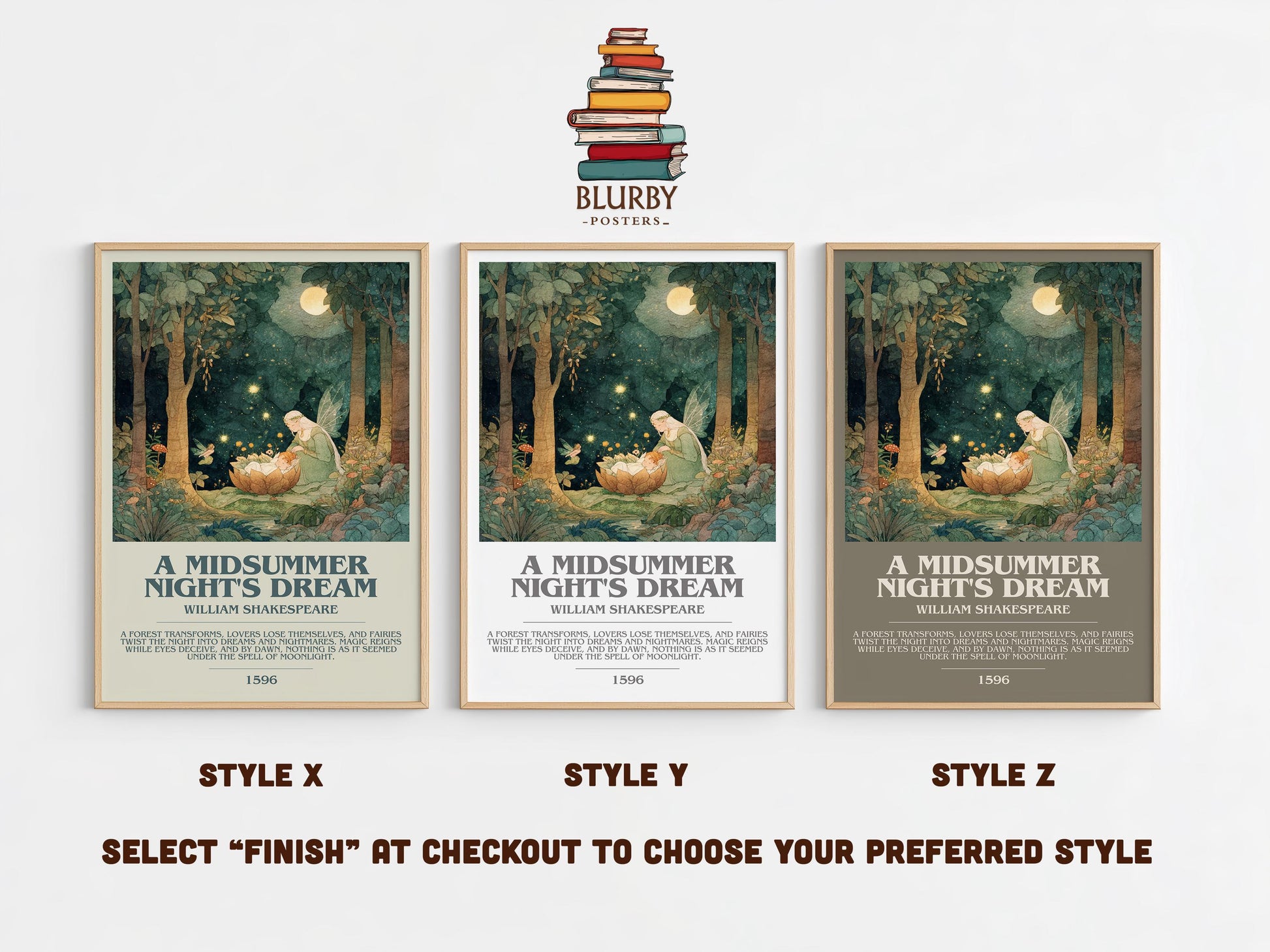 A Midsummer Nights Dream by William Shakespeare | Descriptive Modern Book Art | Poster