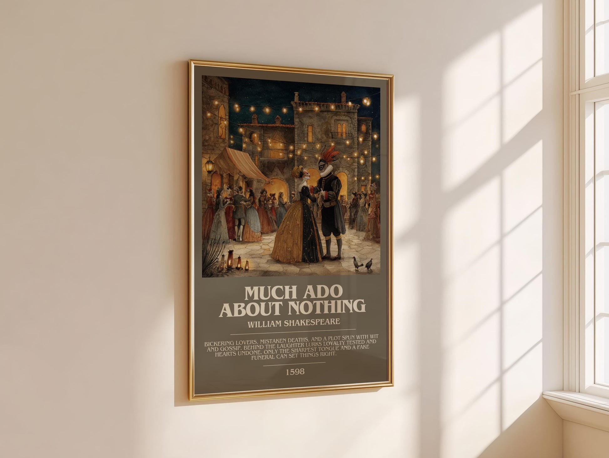Much Ado About Nothing by William Shakespeare | Descriptive Modern Book Art | Poster