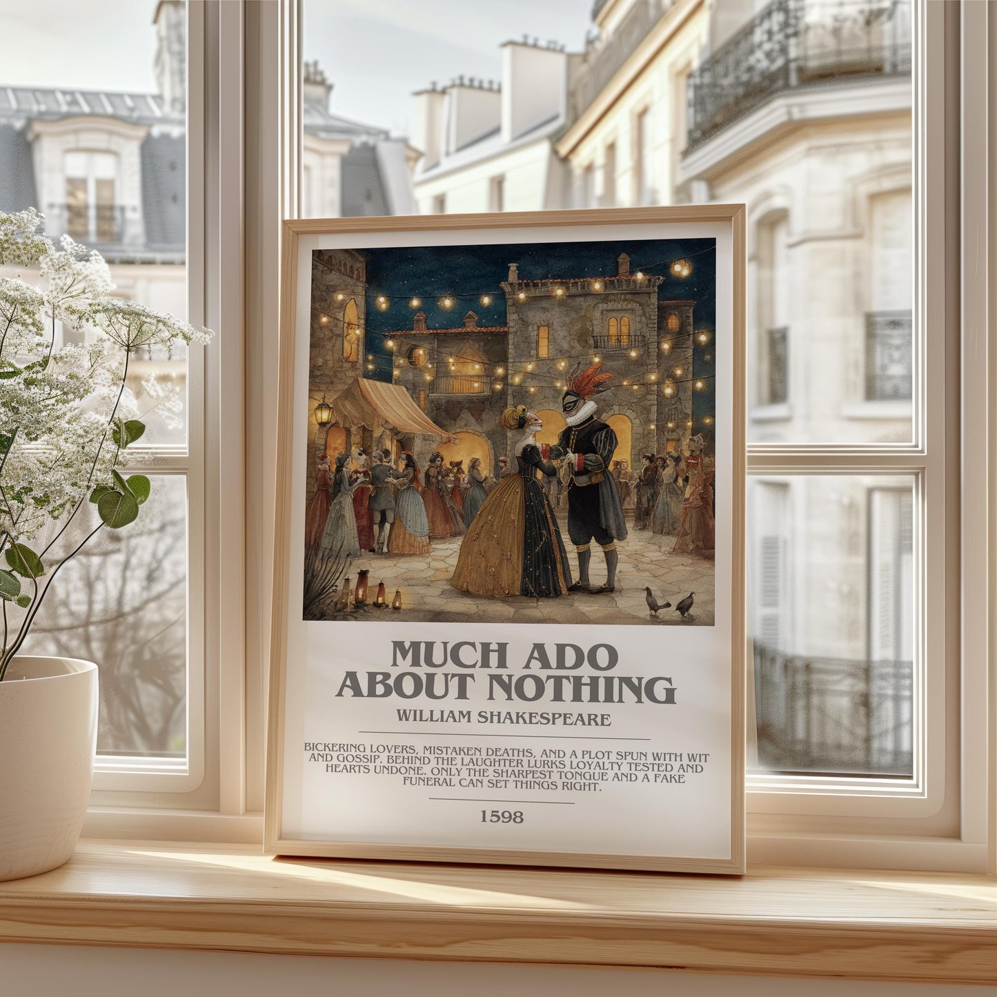 Much Ado About Nothing by William Shakespeare | Descriptive Modern Book Art | Poster