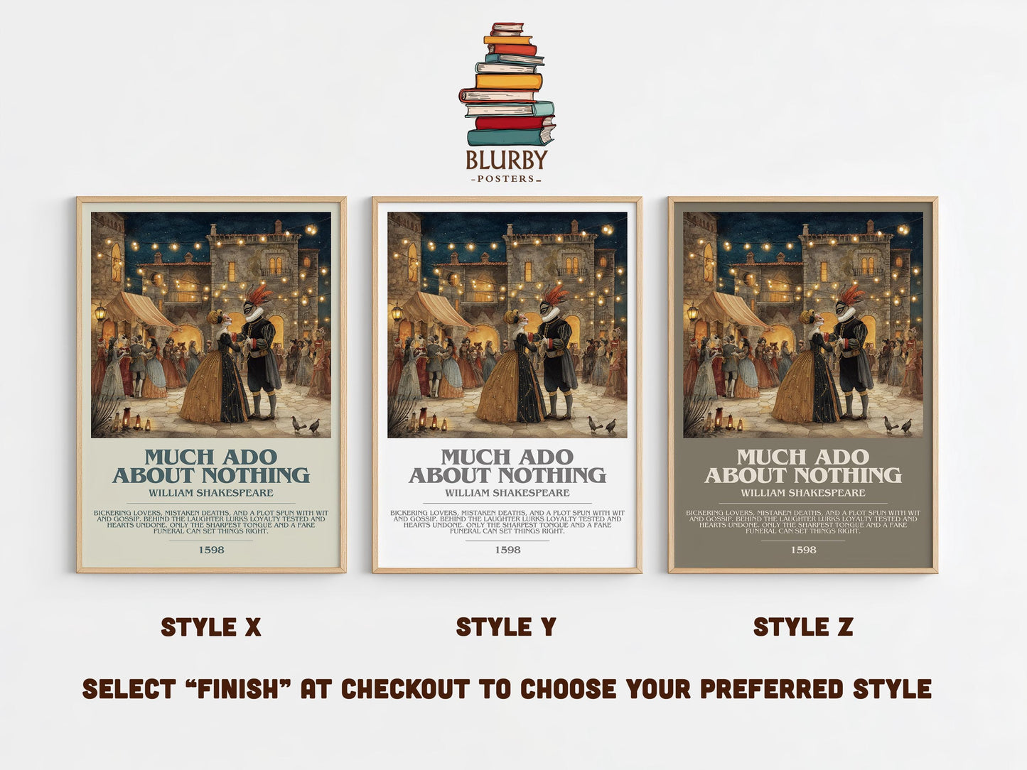 Much Ado About Nothing by William Shakespeare | Descriptive Modern Book Art | Poster