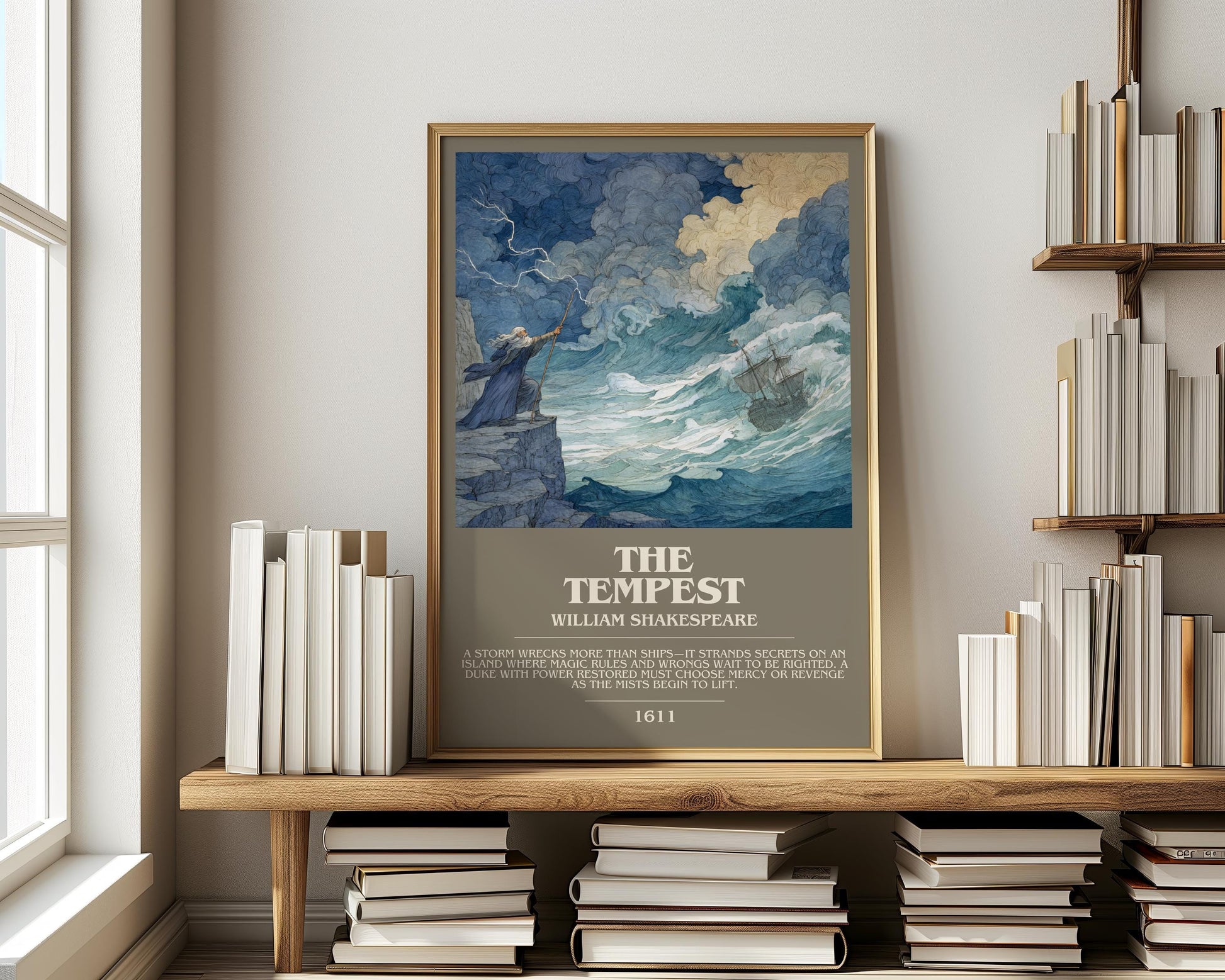 The Tempest by William Shakespeare | Descriptive Modern Book Art | Poster