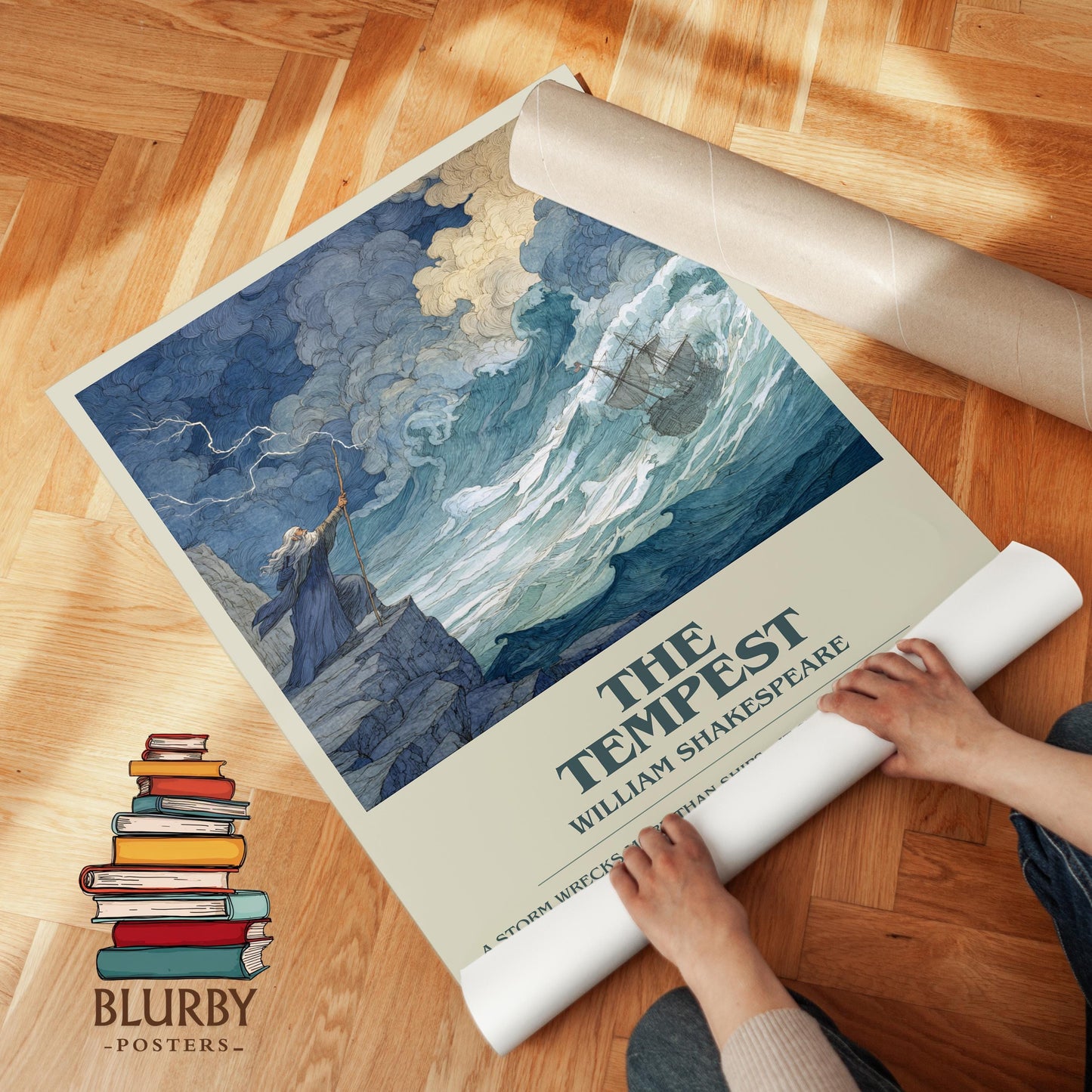 The Tempest by William Shakespeare | Descriptive Modern Book Art | Poster