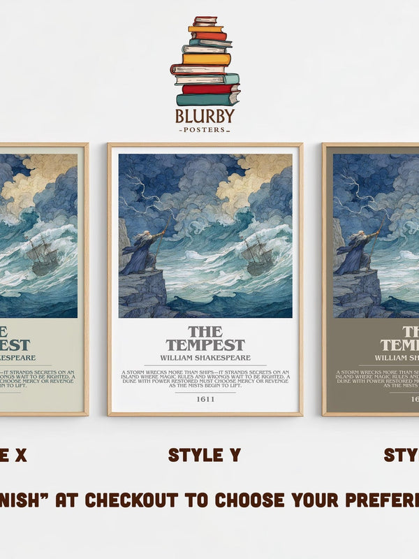 The Tempest bookish poster colour and style options – William Shakespeare book art