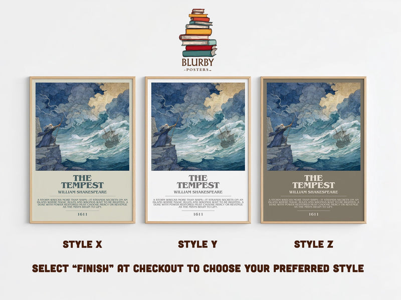 The Tempest bookish poster colour and style options – William Shakespeare book art