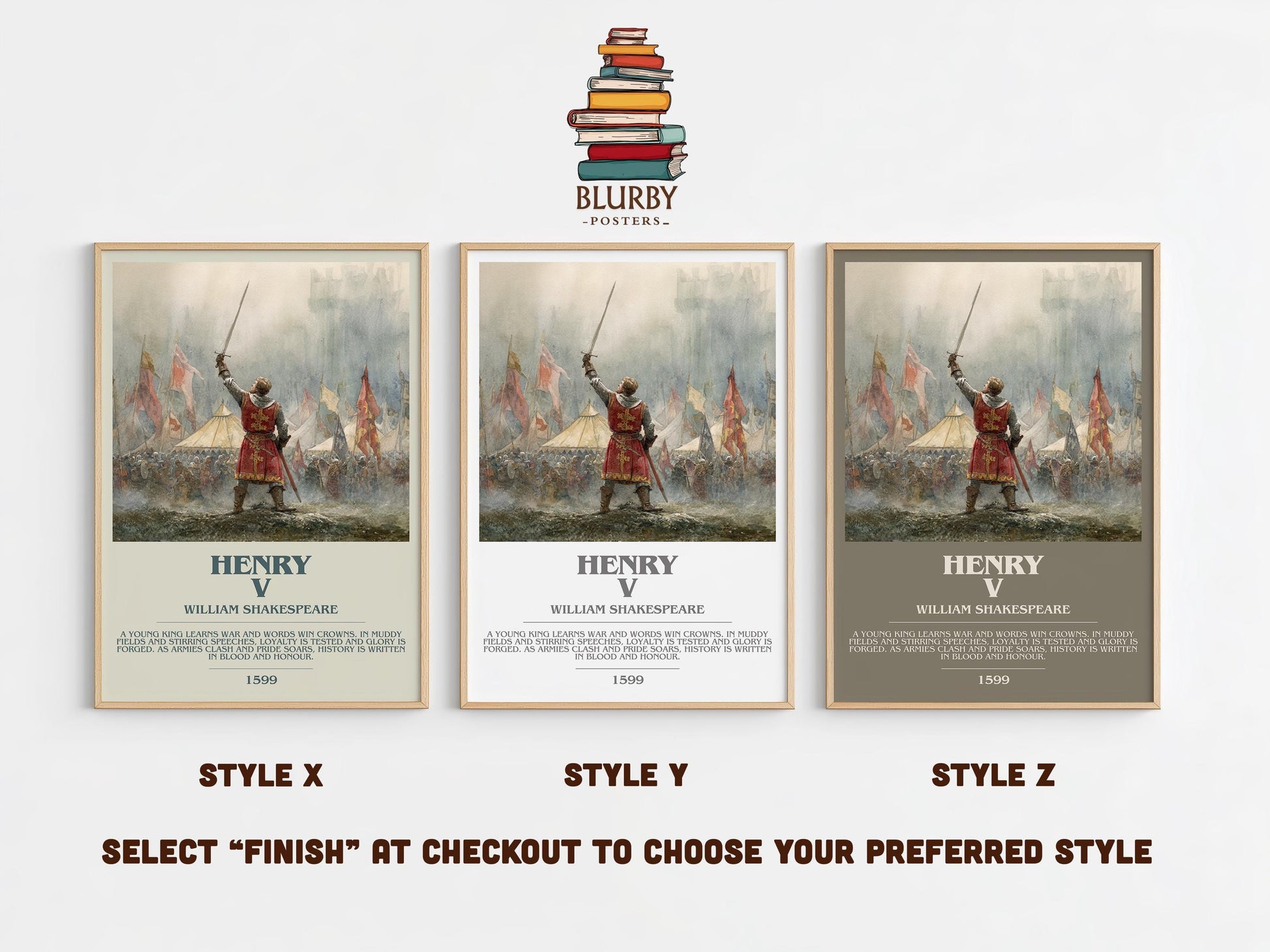 Henry V by William Shakespeare | Descriptive Modern Book Art | Poster