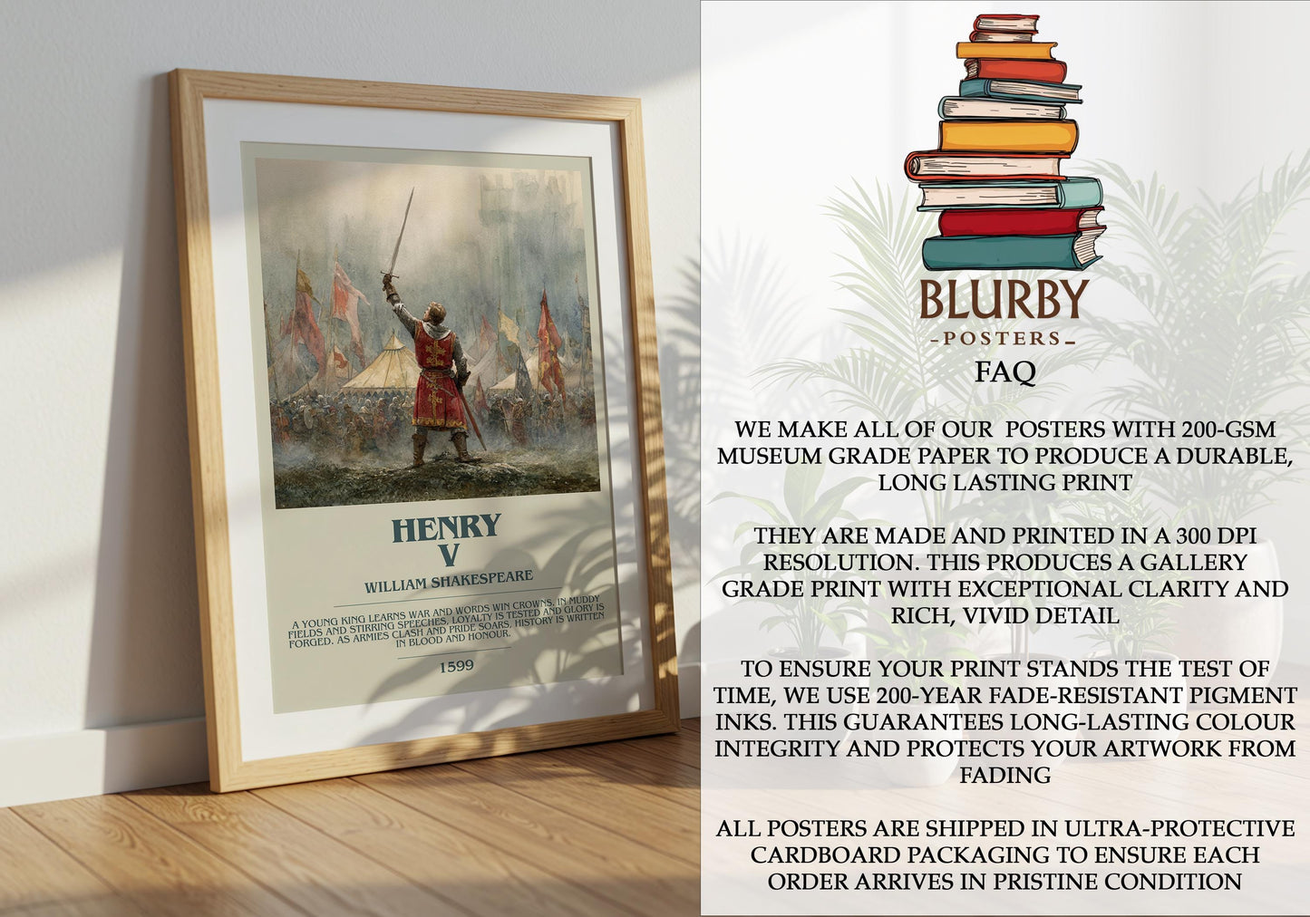 Henry V by William Shakespeare | Descriptive Modern Book Art | Poster