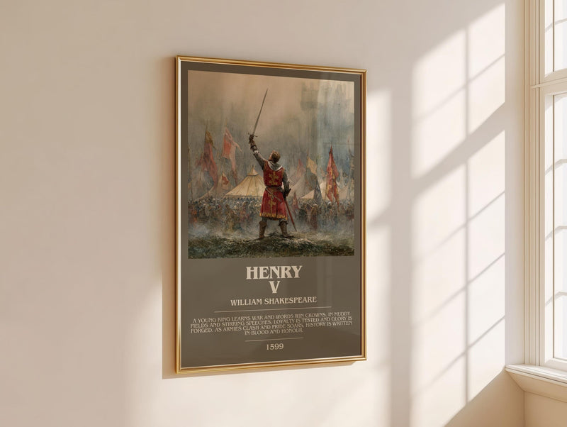 Henry V bookish book poster framed on wall – classic literature wall art