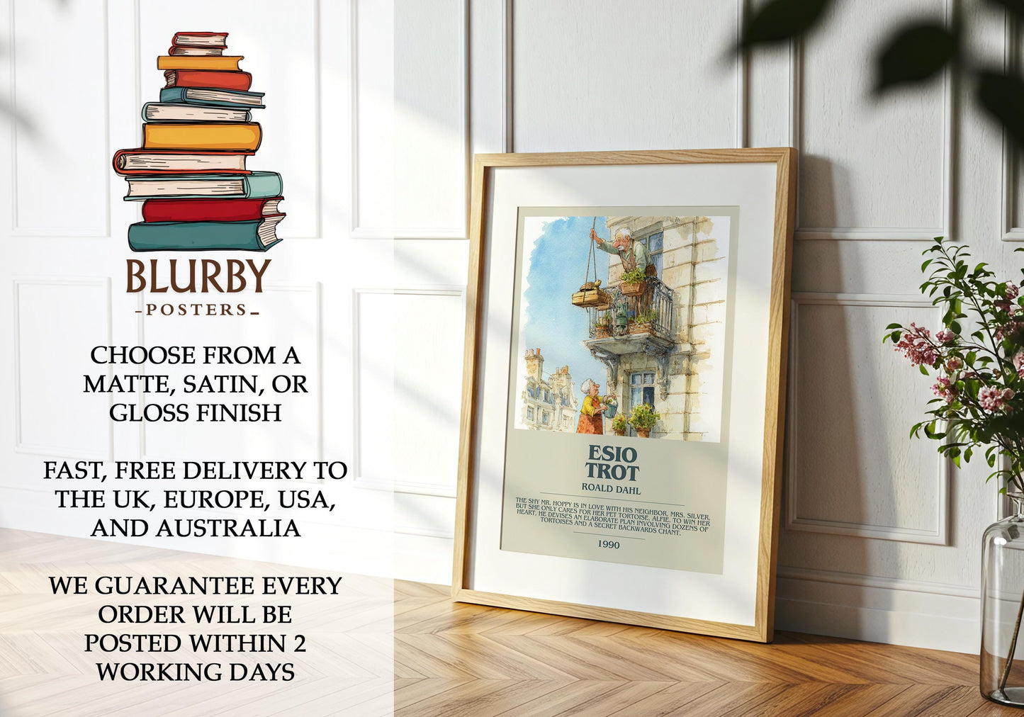 Esio Trot by Roald Dahl | Descriptive Modern Book Art | Poster