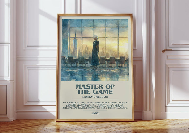 Master of the Game bookish print in frame leaning in hallway – thriller wall art