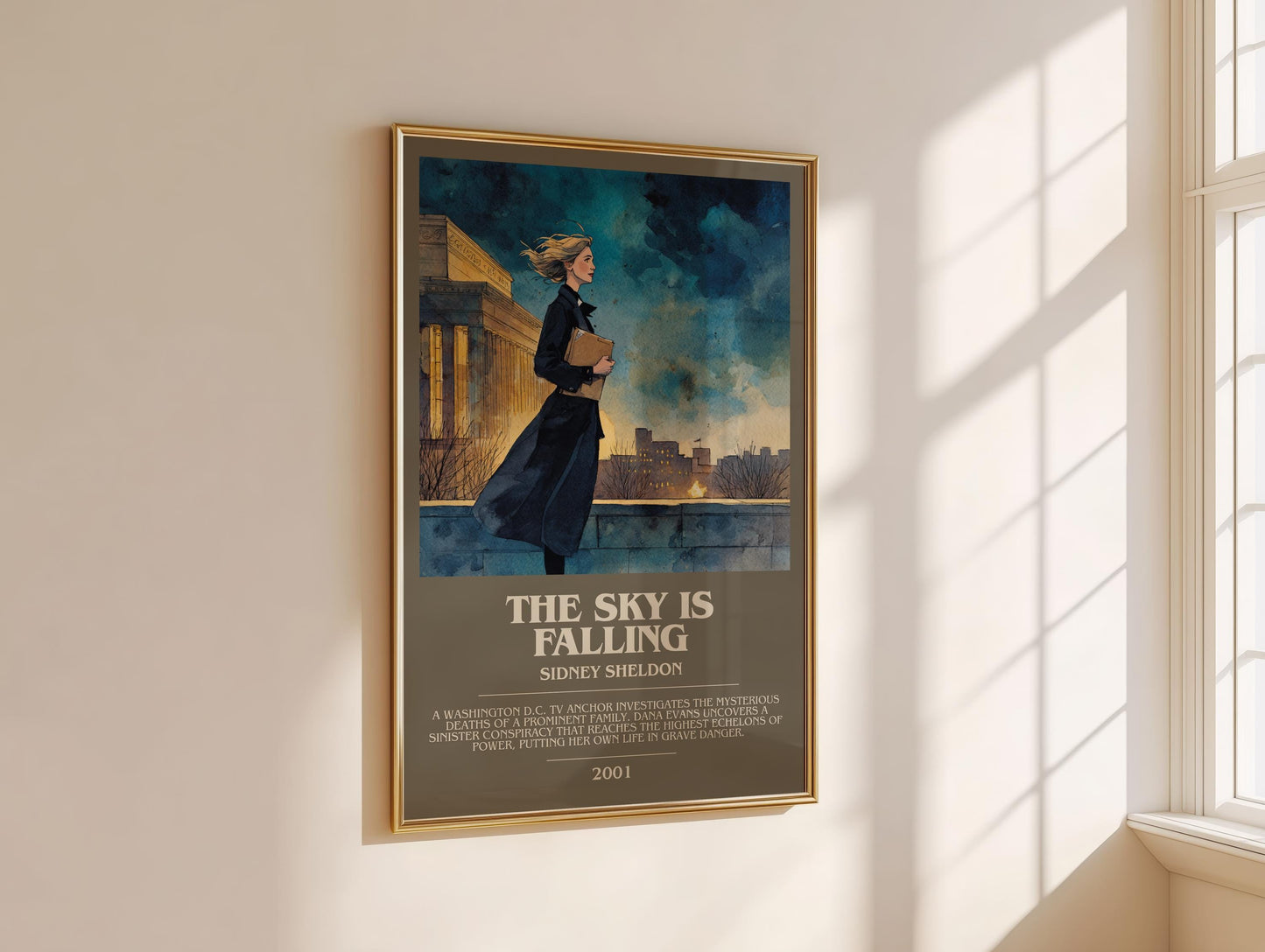 The Sky Is Falling by Sidney Sheldon | Descriptive Modern Book Art | Poster