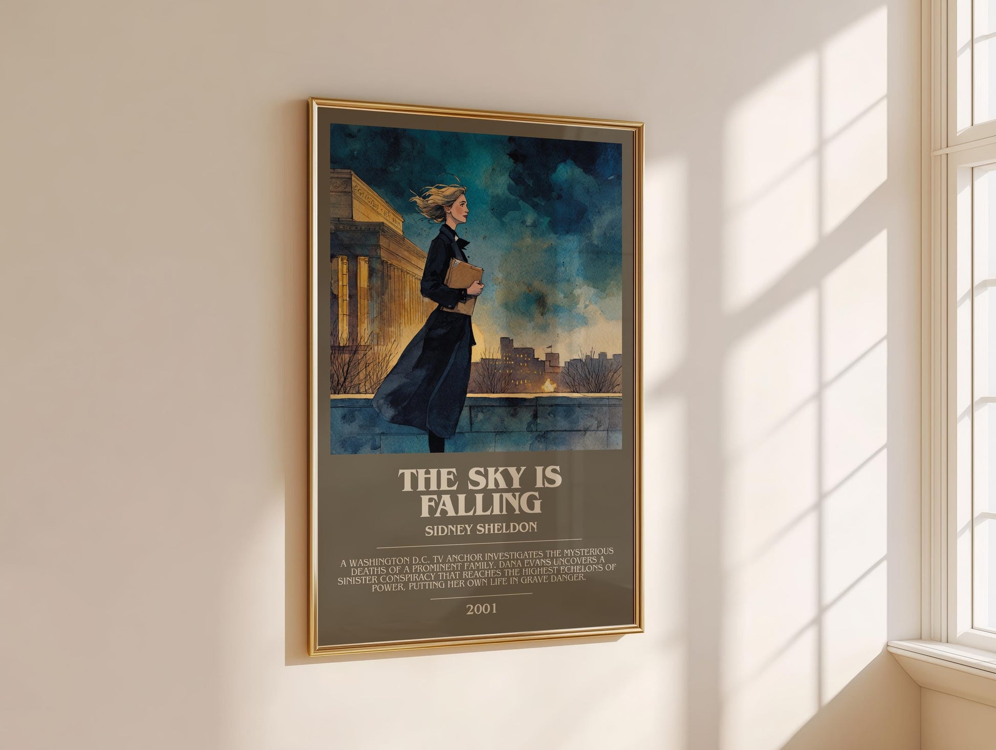 The Sky Is Falling by Sidney Sheldon | Descriptive Modern Book Art | Poster