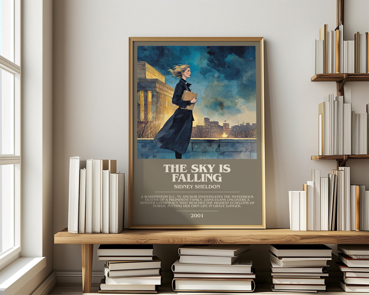 The Sky Is Falling by Sidney Sheldon | Descriptive Modern Book Art | Poster