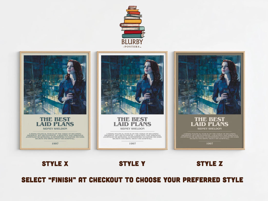 The Best Laid Plans bookish poster colour and style options – Sidney Sheldon book art (mockup)