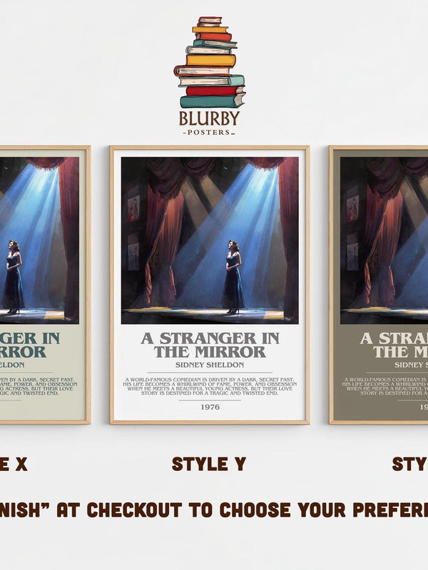A Stranger in the Mirror bookish poster colour and style options – Sidney Sheldon book art