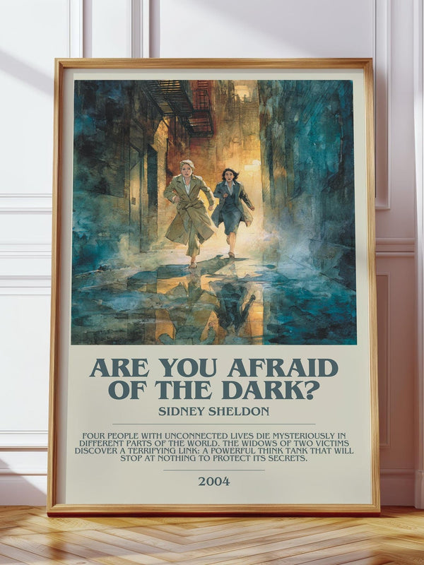 Are You Afraid of the Dark? bookish print in frame leaning in hallway – thriller wall art