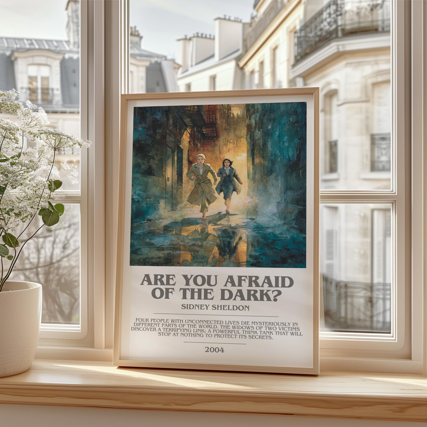 Are You Afraid Of The Dark by Sidney Sheldon | Descriptive Modern Book Art | Poster