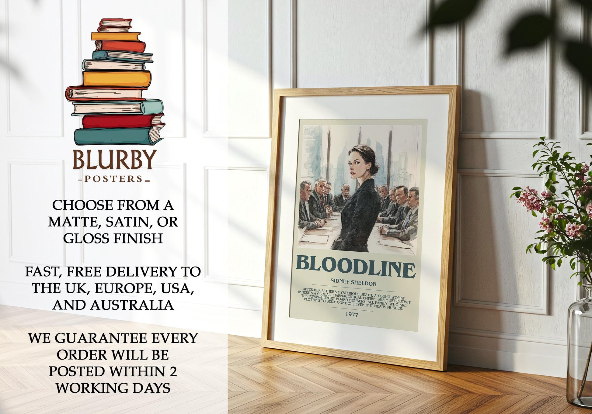 Bloodline by Sidney Sheldon | Descriptive Modern Book Art | Poster
