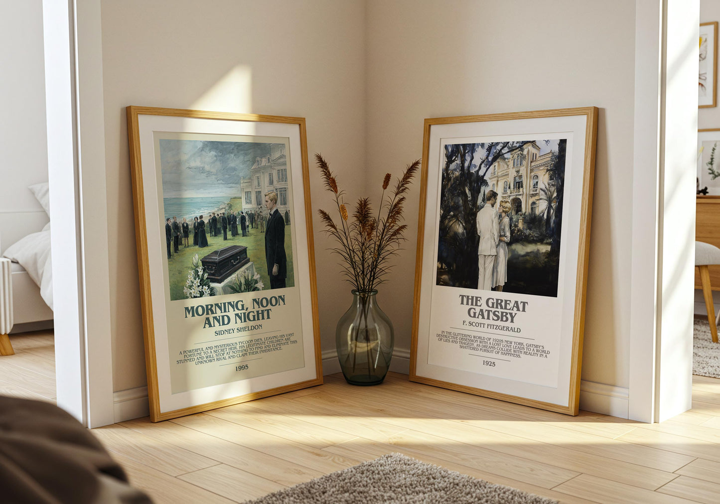 Morning, Noon and Night by Sidney Sheldon | Descriptive Modern Book Art | Poster