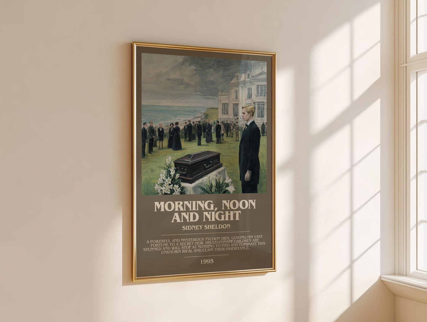 Morning, Noon and Night by Sidney Sheldon | Descriptive Modern Book Art | Poster