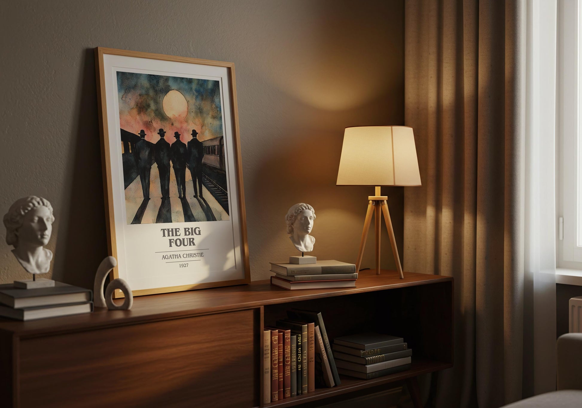 The Big Four by Agatha Christie Descriptive Poster Print. Free Delivery Wall Art Author & Blurb Book Artwork Novel