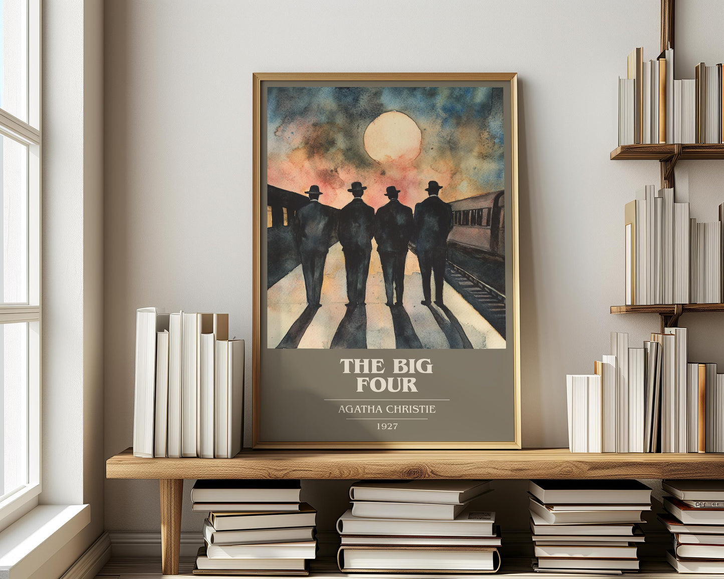 The Big Four by Agatha Christie Descriptive Poster Print. Free Delivery Wall Art Author & Blurb Book Artwork Novel
