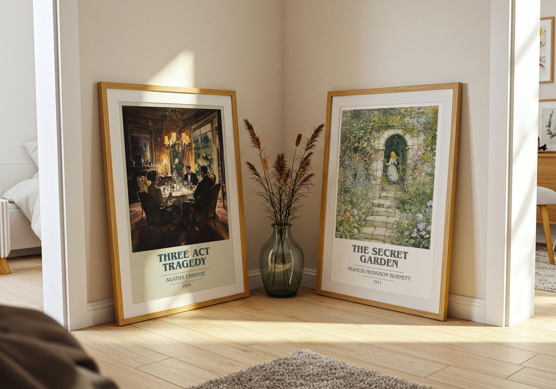 Three Act Tragedy by Agatha Christie Descriptive Poster Print. Free Delivery Wall Art Author & Blurb Book Artwork Novel