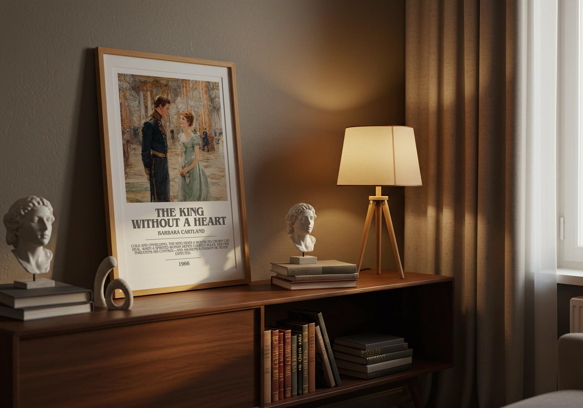 The King Without A Heart by Barbara Cartland | Descriptive Modern Book Art | Poster