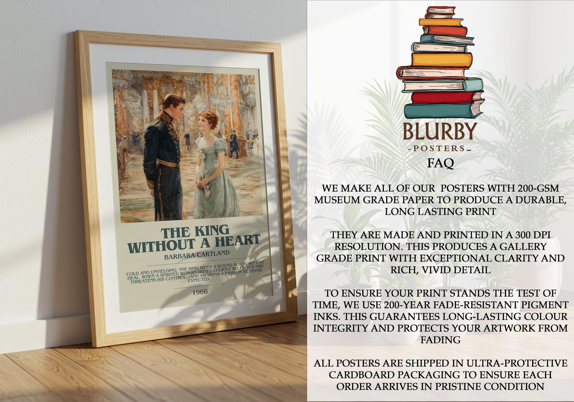 The King Without A Heart by Barbara Cartland | Descriptive Modern Book Art | Poster