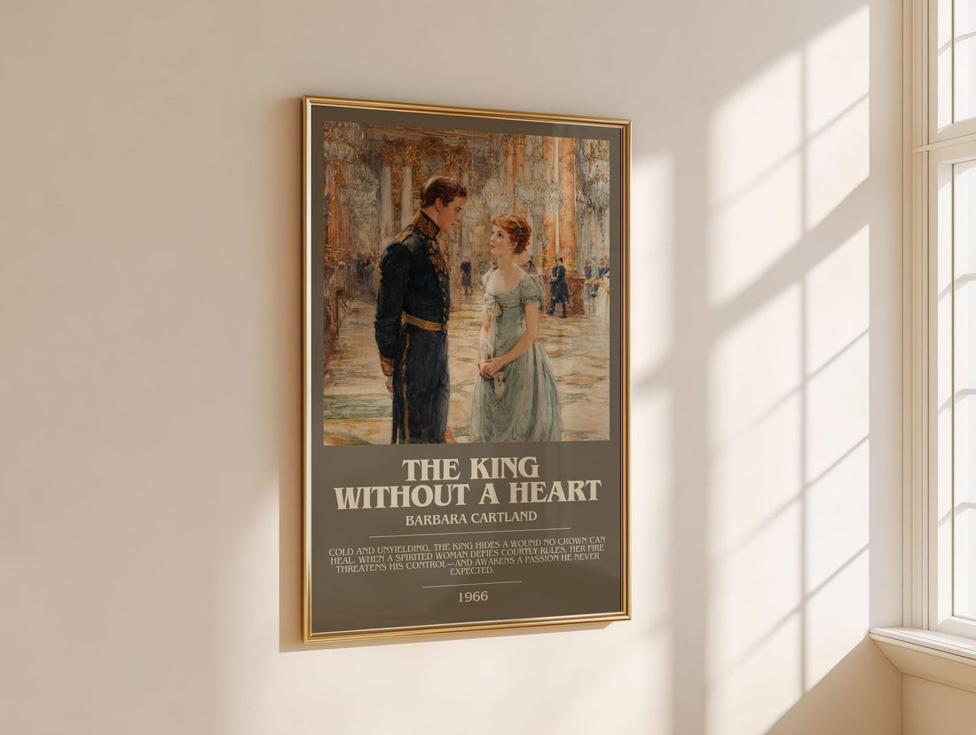 The King Without A heart bookish book poster framed on wall – romance wall art (mockup)