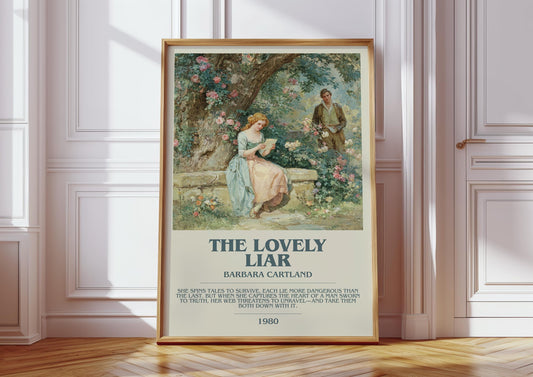 The Lovely Liar by Barbara Cartland | Descriptive Modern Book Art | Poster